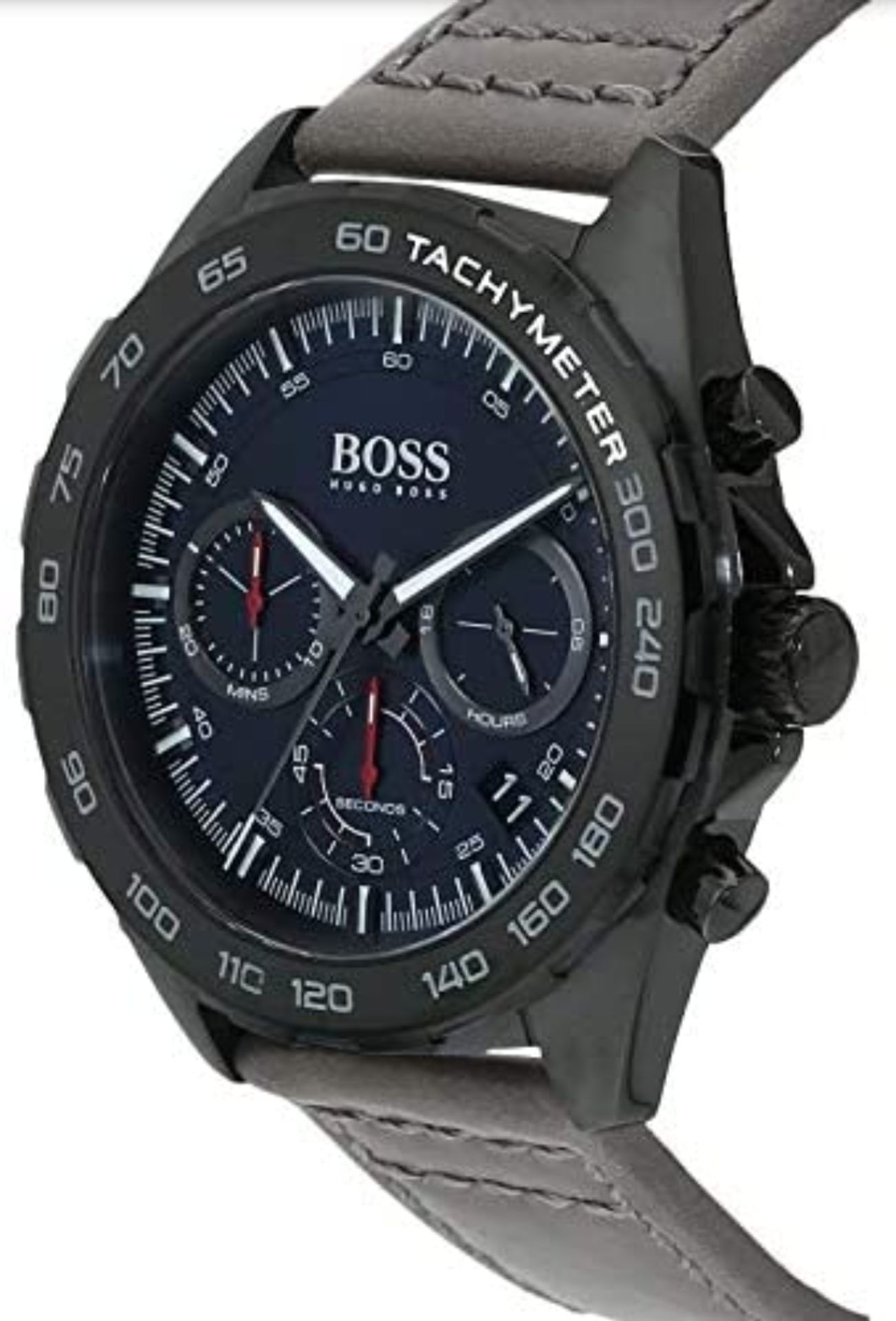 Hugo Boss 1513679 Men's Intensity Grey Leather Strap Chronograph Watch  Description.An Apt Inclusion - Image 3 of 5