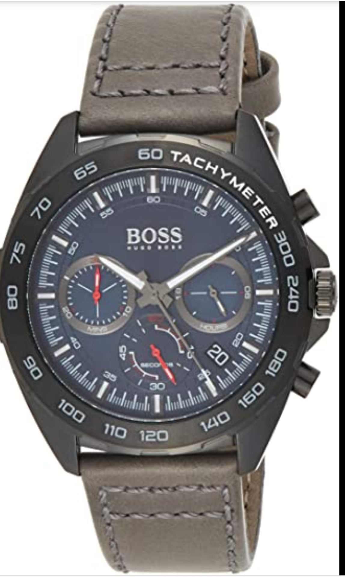 Hugo Boss 1513679 Men's Intensity Grey Leather Strap Chronograph Watch  Description.An Apt Inclusion - Image 2 of 5