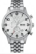 Hugo Boss 1512445 Men's Aeroliner Silver Bracelet Chronograph Watch  Model: HB 1512445.Case: