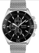 Hugo Boss 1513701 Men's Ocean Edition Black Dial Silver Mesh Band Chronograph Watch  The Hugo Boss