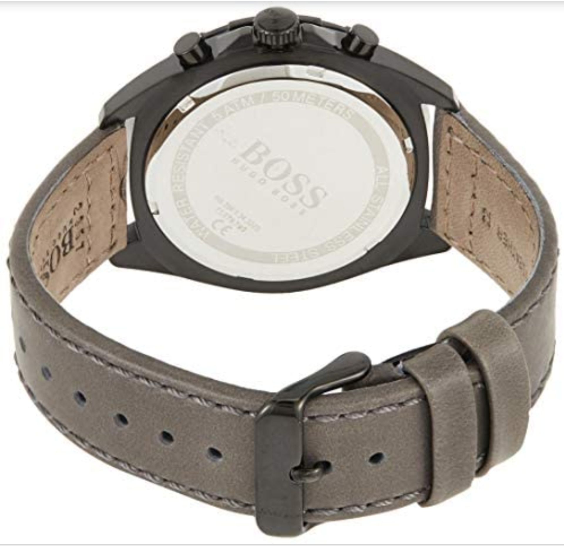 Hugo Boss 1513679 Men's Intensity Grey Leather Strap Chronograph Watch  Description.An Apt Inclusion - Image 4 of 5