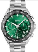 Hugo Boss 1513682 Men's Intensity Green Dial Silver Bracelet Chronograph Watch