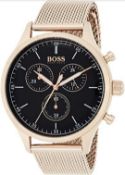 Hugo Boss 1513548 Men's Companion Rose Gold Mesh Band Quartz Chronograph Watch