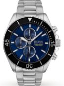 Hugo Boss 1513704 Men's Ocean Edition Blue Dial Silver Bracelet Chronograph Watch