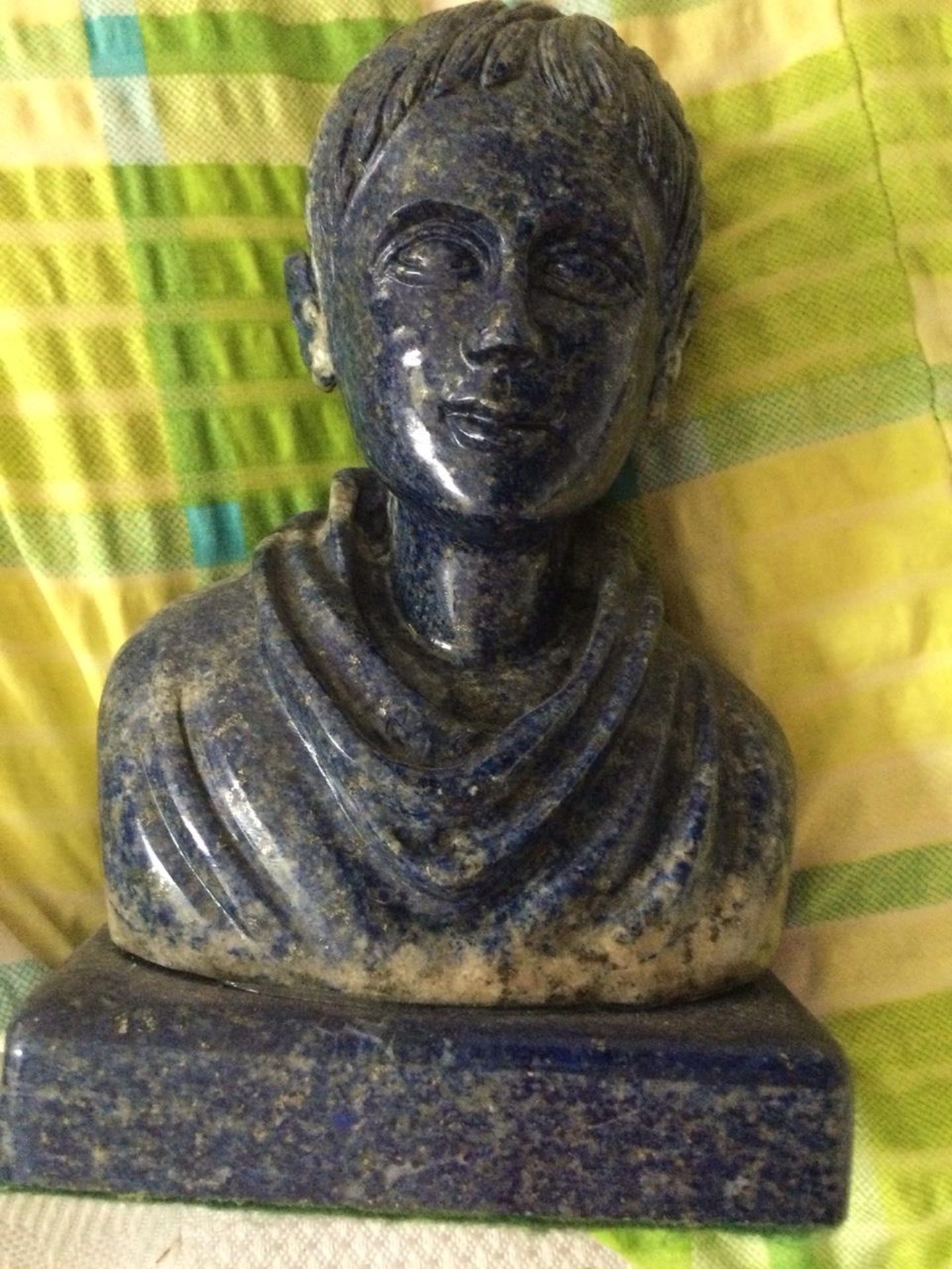 Italian Hand-Carved Lapis Lazuli Bust Of A Young Emperor - Image 6 of 8