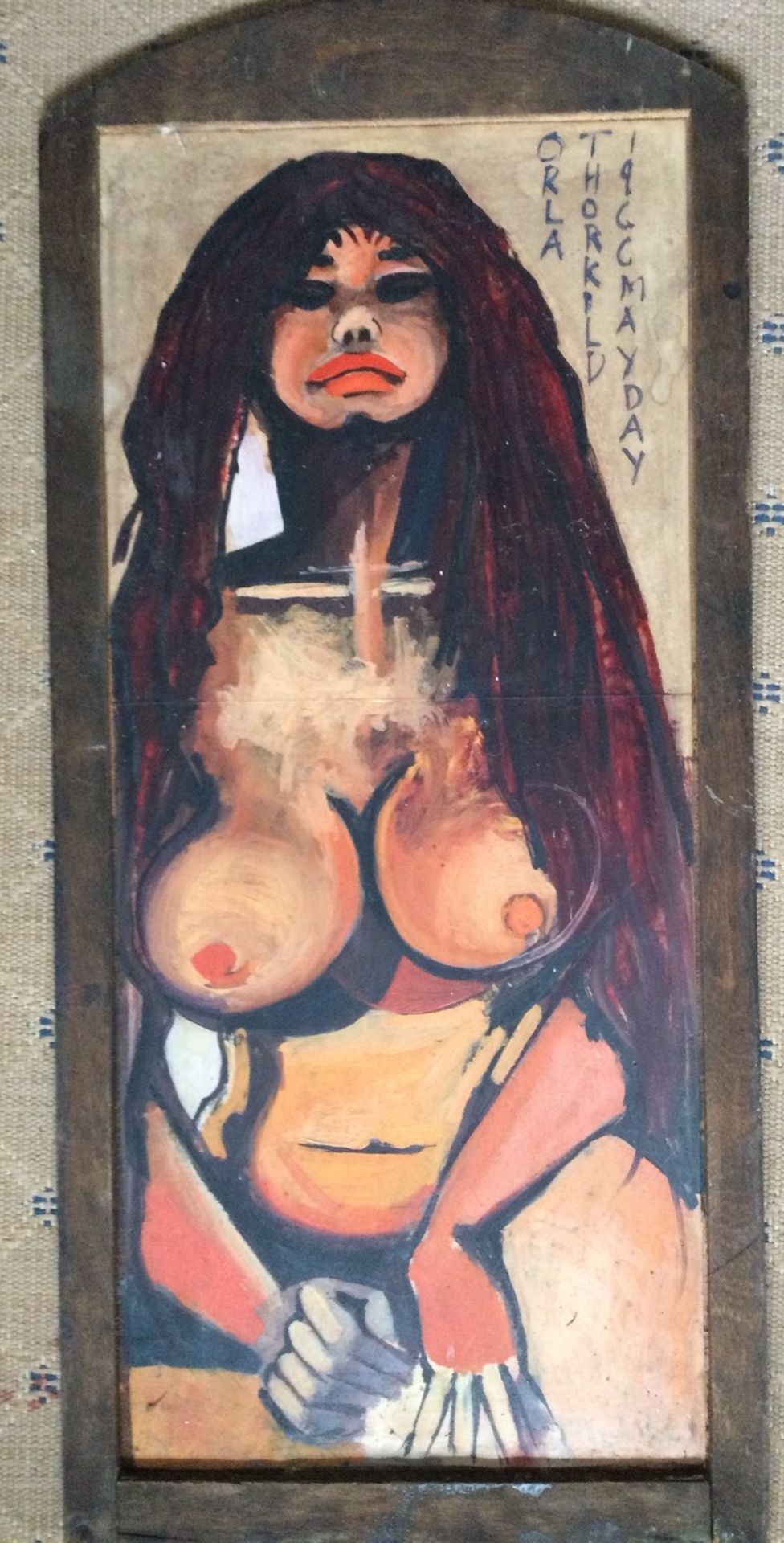 Oil Painting on Board of a Seated Nude