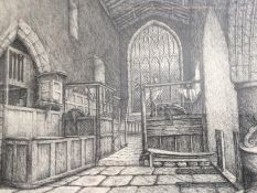 Pencil and Pen Drawing ""Chapel in Haddon Hall""