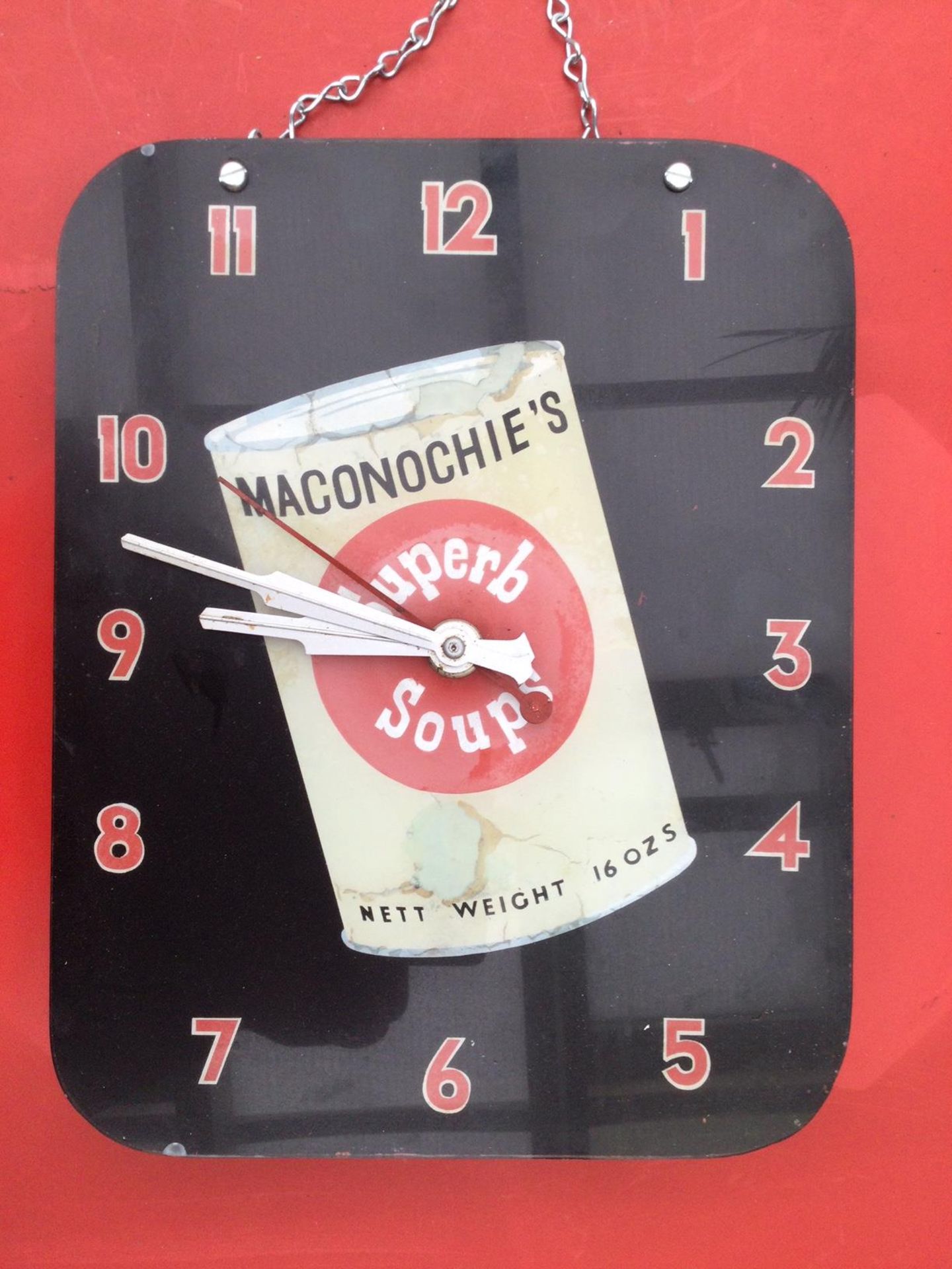 1920's Clock ""Maconochies Superb Soup""