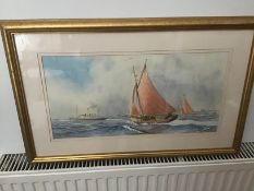 Excellent Nautical Watercolour Framed by Peter Adams