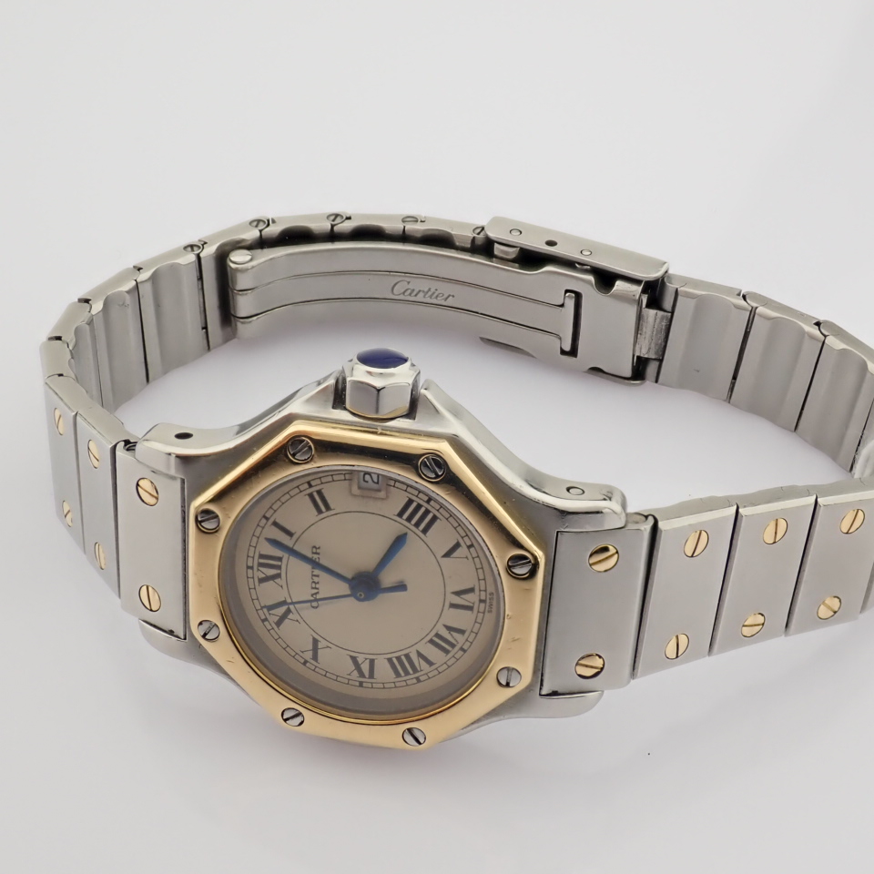 Cartier / Santos Octagon Date - Quartz - Lady's Gold/Steel Wrist Watch - Image 7 of 14