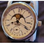 Claude Meylan / Vallee De Joux Moonphase - Gentlemen's Steel Wrist Watch