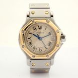 Cartier / Santos Octagon Date - Quartz - Lady's Gold/Steel Wrist Watch