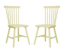 (R6L) 2x Laura Spindle Back Chairs Lemon. Solid Birch Wood Chairs (H89xW46xD46cm) RRP £100