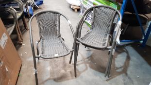 (R7F) 4x Synthetic Rattan Effect Stackable Chairs Anthracite.