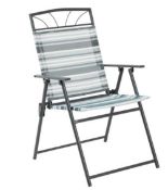 (R6I) 7x Foldable Garden Chairs. Grey Powdered Metal Frame (All Appear As New)