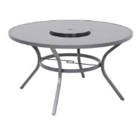 1x Misali Table With Lazy Susan. Powder Coated Aluminium Frame. Toughened Glass Table Top With Lazy