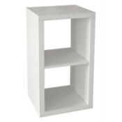 (R7J) 2x Living Elements Clever Cube 1x2 Cube Storage Unit White Matt Finish.