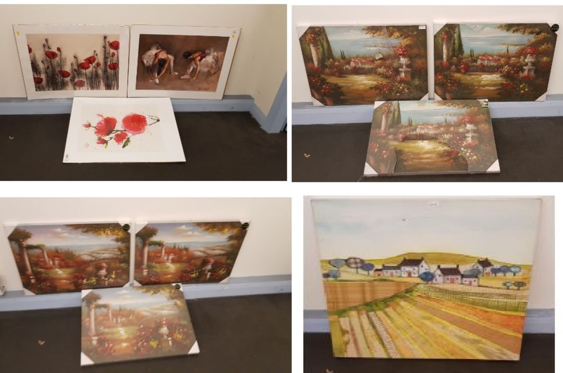 4x Prints. 3 X (800 x 600mm) Prints. Getting Ready, Red Poppies & Wild Ruby . 3 X Villa Views Ha