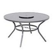 1x Misali Table With Lazy Susan. Powder Coated Aluminium Frame, Toughened Glass Table Top With Lazy