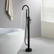 New Matte Black Gladstone Freestanding Thermostatic Bath Mixer Tap with Hand Held Shower Head. ...