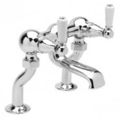 New (M51) Kensington Lever Bath Filler Tap Deck Mounted - Chrome/White. Ceramic Lever Handles F