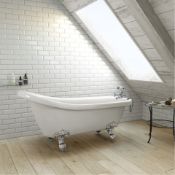 New (P2) 1530mm Traditional Roll Top Slipper Bath - Chrome Feet. RRP £999.99.Bath Manufacture...