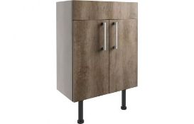 New (Q58) Alba 600mm Vanity Unit - Grey Nebraska Oak. Durable 18mm Cabinet, Sides, Back And Doo...