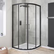 New 900x900mm - 6mm - Black Frame Quadrant Shower Enclosure. Gqb9090B. Stylish Matte Black Fi...