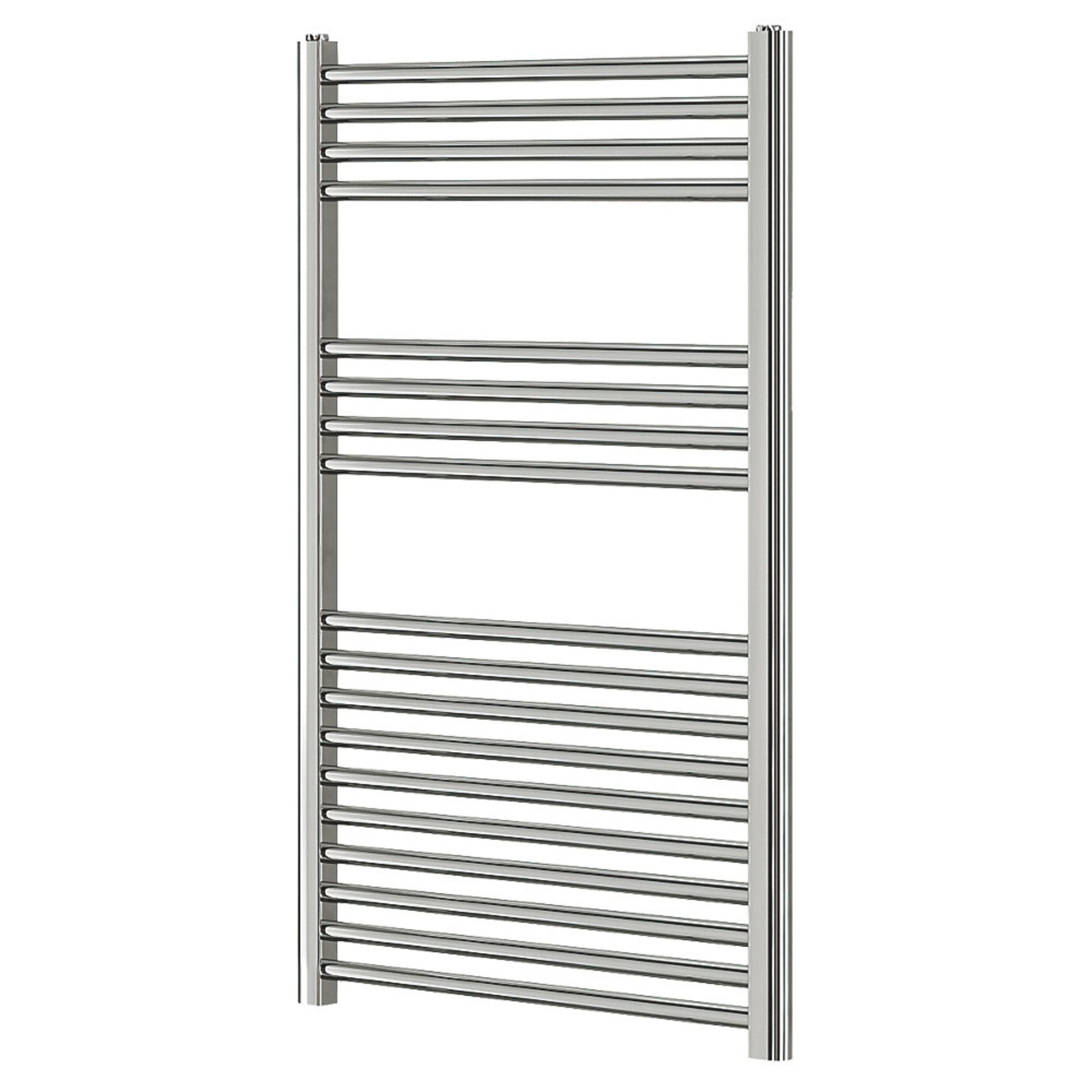 New (Q40) Towel Radiator 1000 x 600mm Chrome 1190BTU. Flat Front Chrome-Plated Steel Construct...