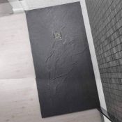 New 900x900mm Black Slate Effect Shower Tray. RRP £549.99.A Textured Black Slate Effect Recta...