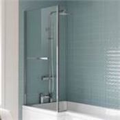 New (P51) 1400x825mm L Shape Bath Screen With Rail. RRP £198.99. 4mm Tempered Safety Glass Scr...