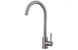 New (Q49) Prima Soho Swan Neck Single Lever Mixer Tap - Brushed Steel (Bpr2053). A Contemporary...
