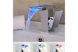 New Led Waterfall Bathroom Basin Mixer Tap. RRP £229.99.Easy To Install And Clean. All Copp...