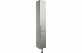 New (R19) Alba 300mm 2 Door Tall Unit - Light Grey Gloss. RRP £375.00. Durable 18mm Cabinet, S...