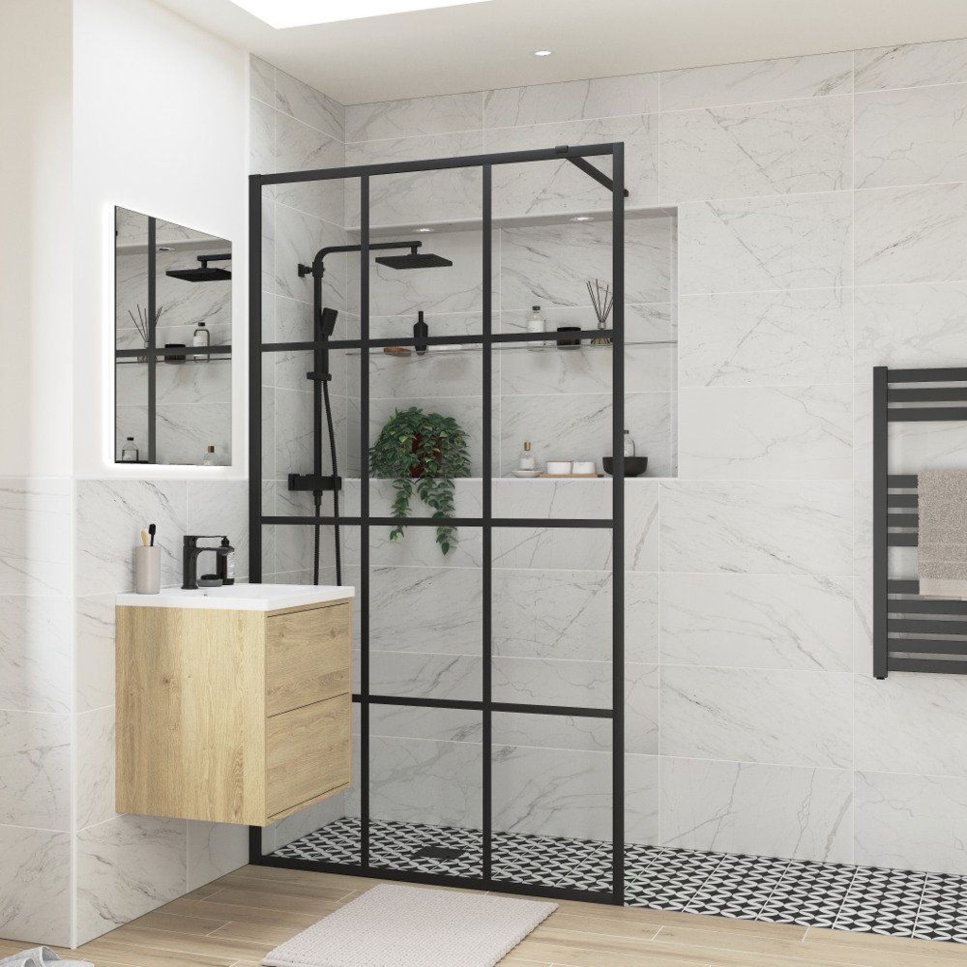 New (S17) Reflexion Iconix Black Framed Wet room Side Panel 760 mm. 8 mm Toughened Safety Glass. ... - Image 3 of 3