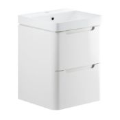 New (S34) Lambra 500 mm 2 Drawer Wall Hung Vanity Unit - White Gloss. RRP £305.10. Soft Close...