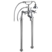 New (S113) Traditional Chrome Freestanding Bath Shower Mixer Bathroom Tap Legs Set. A Pair Of Q...