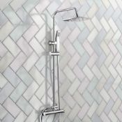 New & Boxed Exposed Thermostatic 2-Way Bar Mixer Shower Set Chrome Valve 200 mm Square Head + Ha