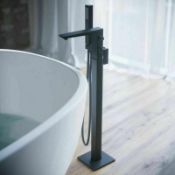 New & Boxed Black Canim Freestanding Bath Mixer Tap & Handheld Shower Head. Tb3086B. Construc...