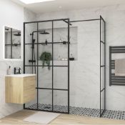 New (S17) Reflexion Iconix Black Framed Wet room Side Panel 760 mm. 8 mm Toughened Safety Glass. ...