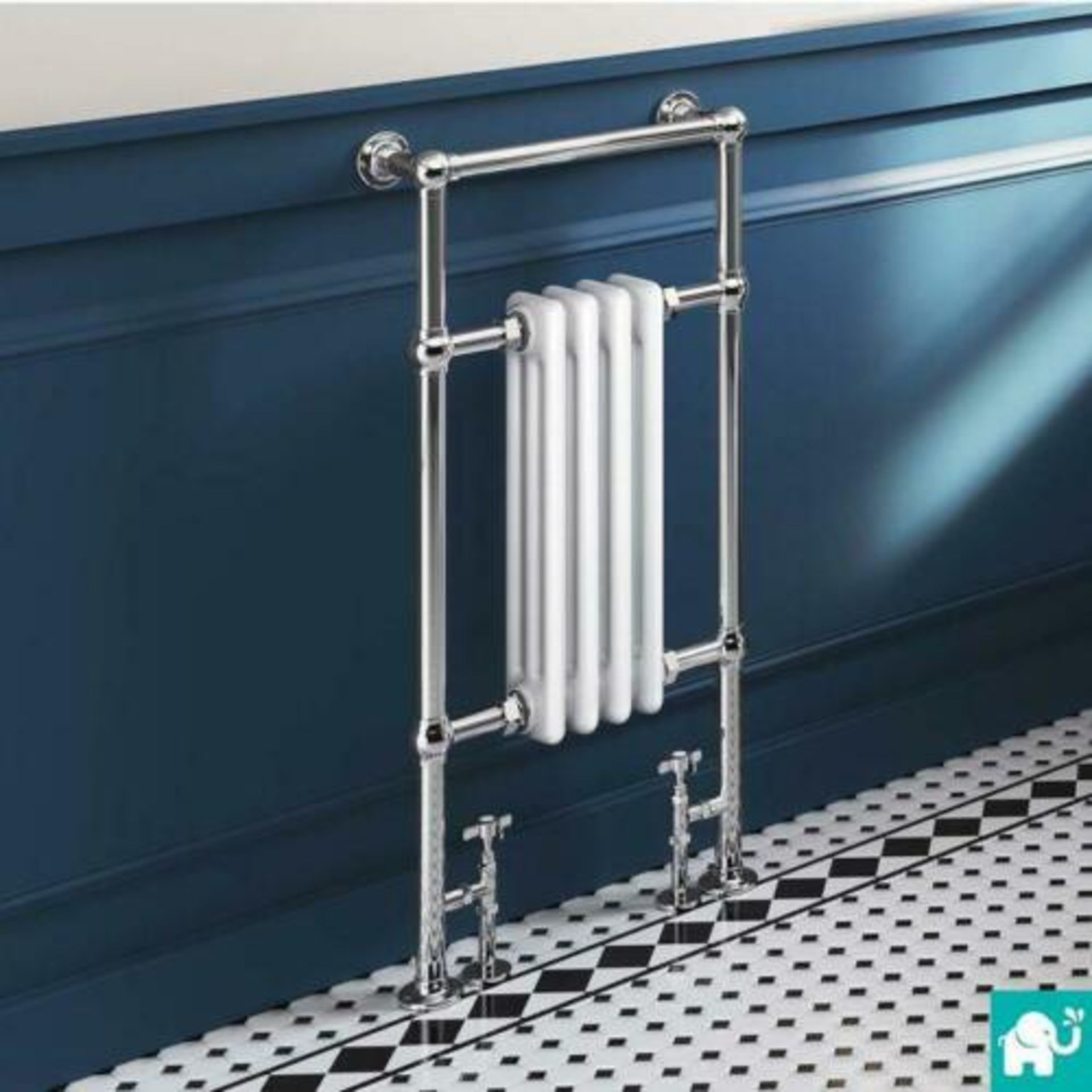 New 952x479mm Traditional White Slim Towel Rail Radiator - Cambridge.Rt31.RRP £469.99.Low Carb...