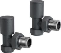 New & Boxed 15 mm Standard Connection Round Angled Anthracite Radiator Valves. Ra03A. Complie...
