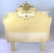 Heavy French Painted Carved Wood Headboard