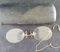 Pince-Nez Glasses Circa 1900's with Ear Piece.