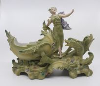 Vintage Continental Porcelain Sea Nymph Sculpture Centrepiece Bowl