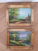 Scenic Oil Painting in Gold Coloured Frames