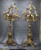 Pair of Large Gold Candelabra Lamps (A.F)