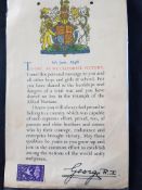 Original 1946 Message to School Children from George V1
