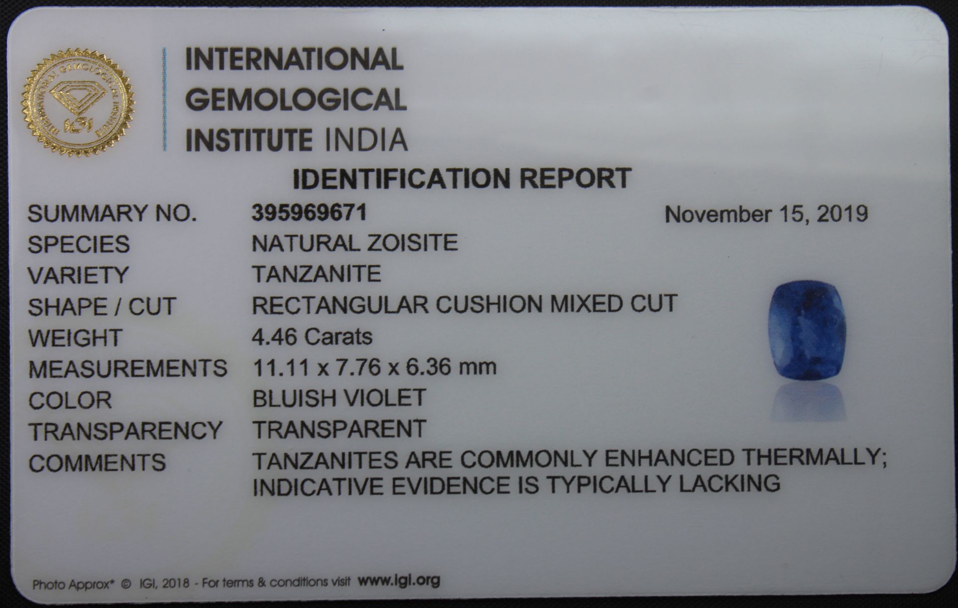 Tanzanite 4.46 Ct - Image 5 of 5