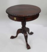 Carved Mahogany Drum Table